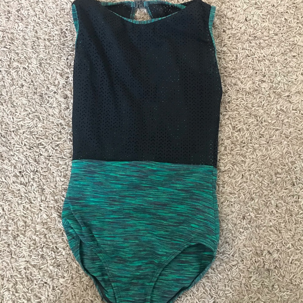 green and black leotard